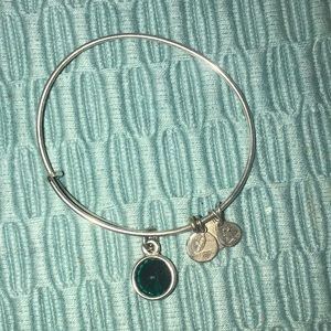 Emerald Alex and Ani Bangle Bracelet- Silver